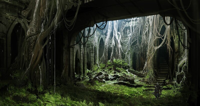 Soldier in Ancient Ruin — Green, Dark
