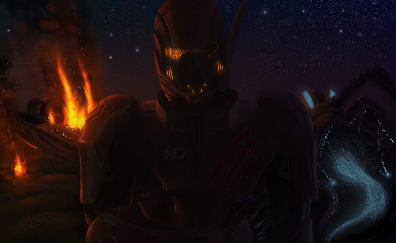 soldier in armor at night