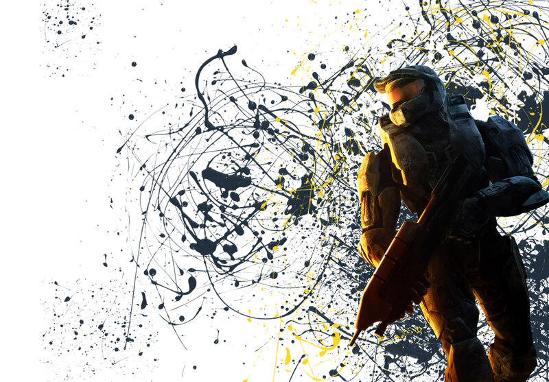 Soldier in Armor — Black, Dramatic, Digital Art, Gun