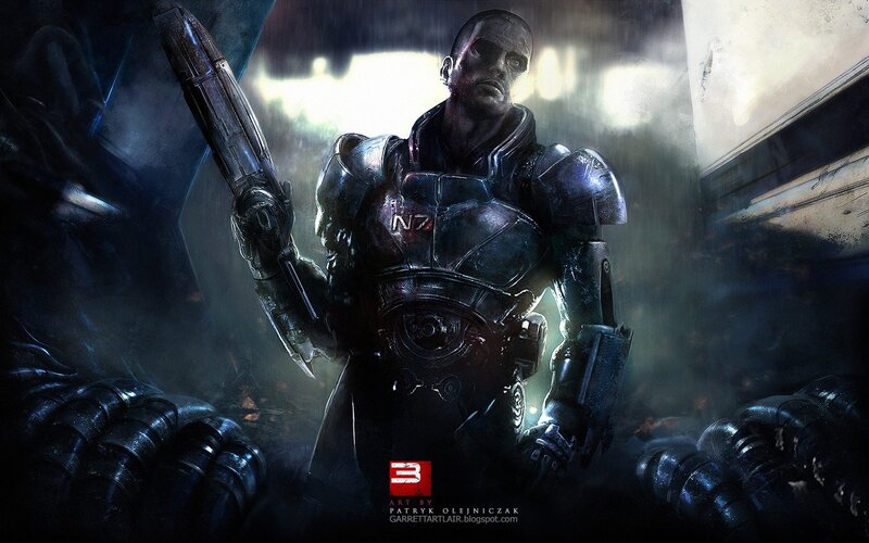 Soldier in Armor — Black, Dramatic, Night, Digital Art, Gun