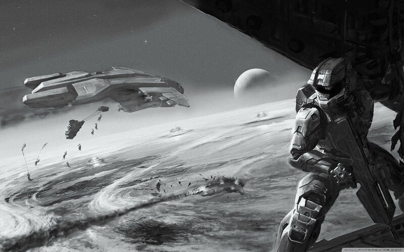 Soldier in Armor — Black, Dramatic, Night, Digital Art, Spaceship