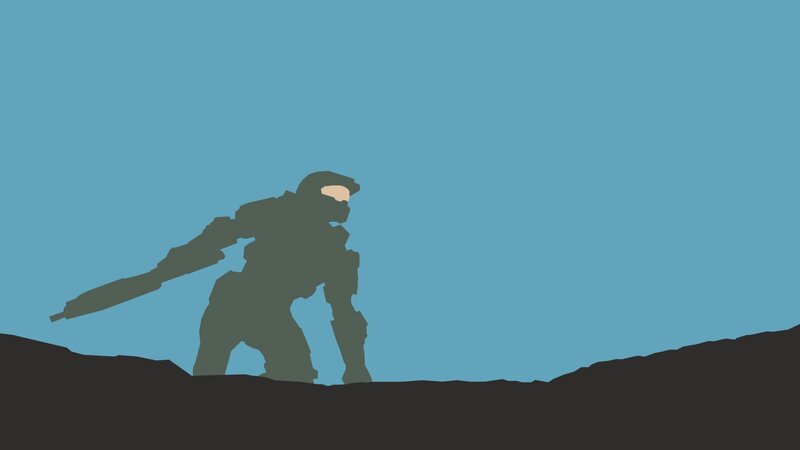 Soldier in Armor — Blue, Dramatic, Minimalist, Gun