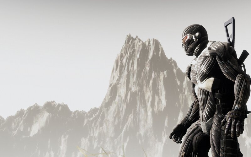 Soldier in Armor — Gray, Dramatic, 3d Render, Mountain, Helmet, Black