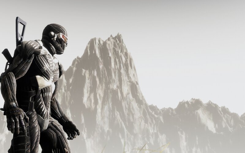 Soldier in Armor — Gray, Dramatic, 3d Render, Mountain