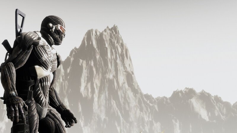 Soldier in Armor — Gray, Dramatic, 3d Render, Mountain, Weapon