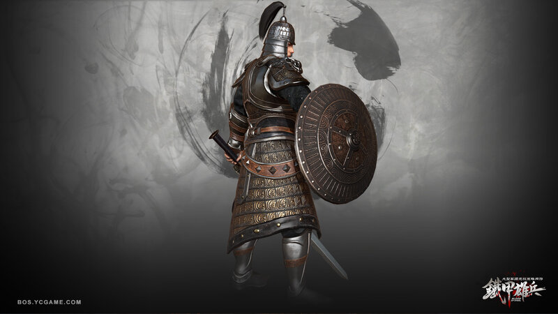 Soldier in Armor — Gray, Dramatic, 3d Render, Shield