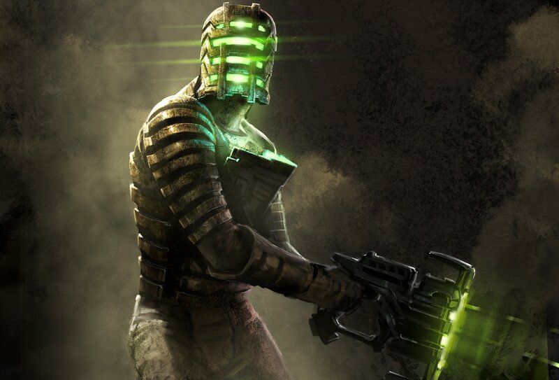 Soldier in Armor — Green, Dramatic, Digital Art, Gun, Helmet