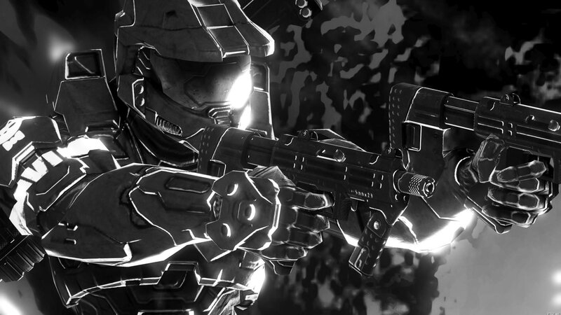 Soldier in Armor Holding Gun — Black, Dramatic