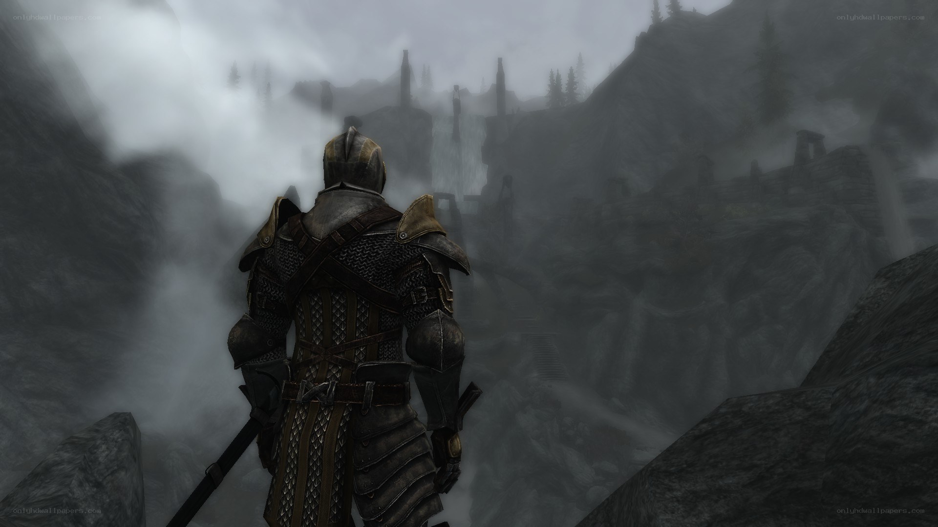 soldier in armor on a cliff