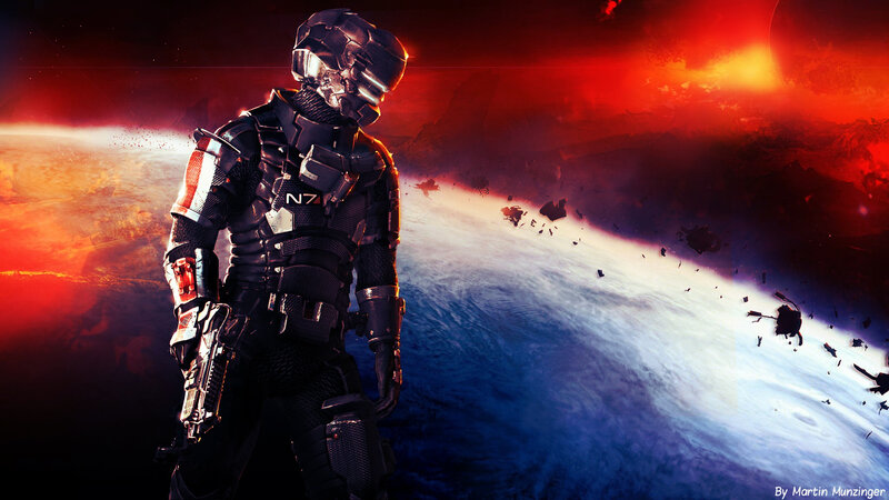 Soldier in Armor — Red, Dramatic, Digital Art, Planet