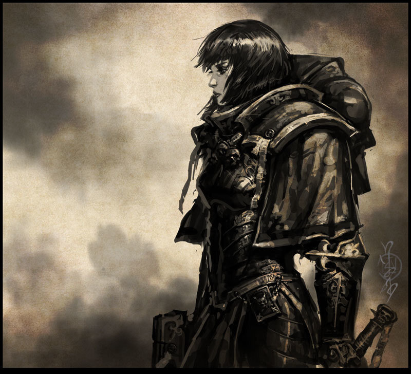 soldier in armor stands alone