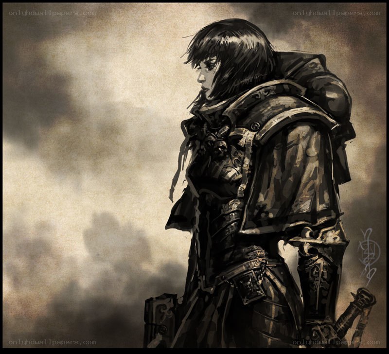 soldier in armor stands alone