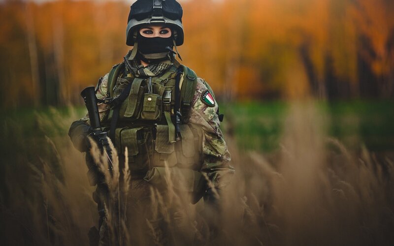 Soldier in Autumn Field — Green