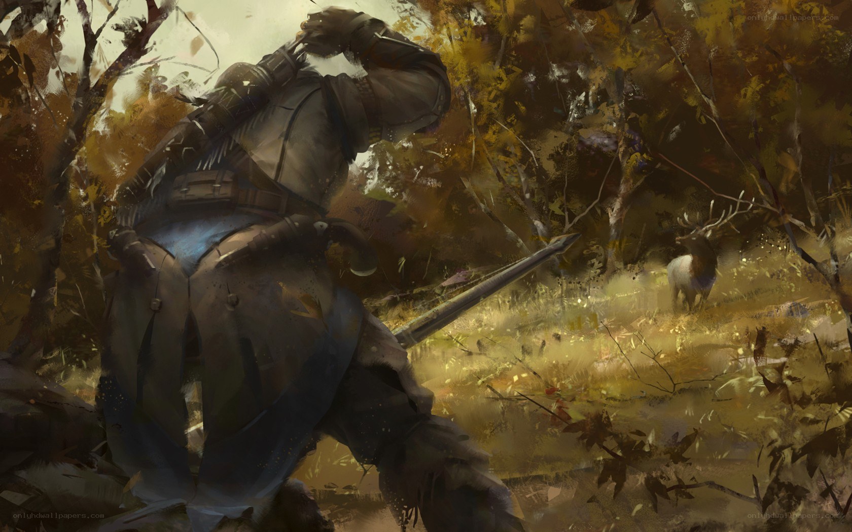 soldier in autumn forest