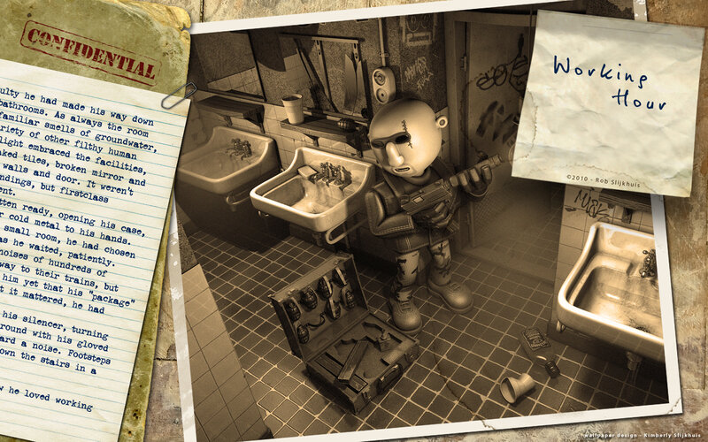 Soldier in Bathroom