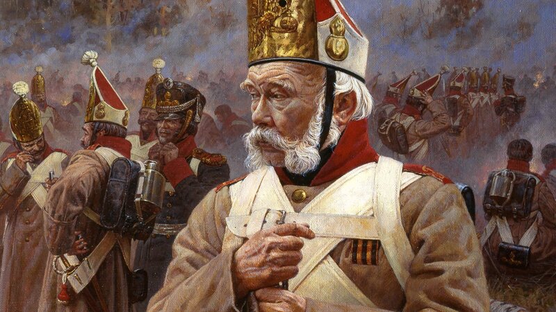 Soldier in Battle — Brown, Dramatic, Painting