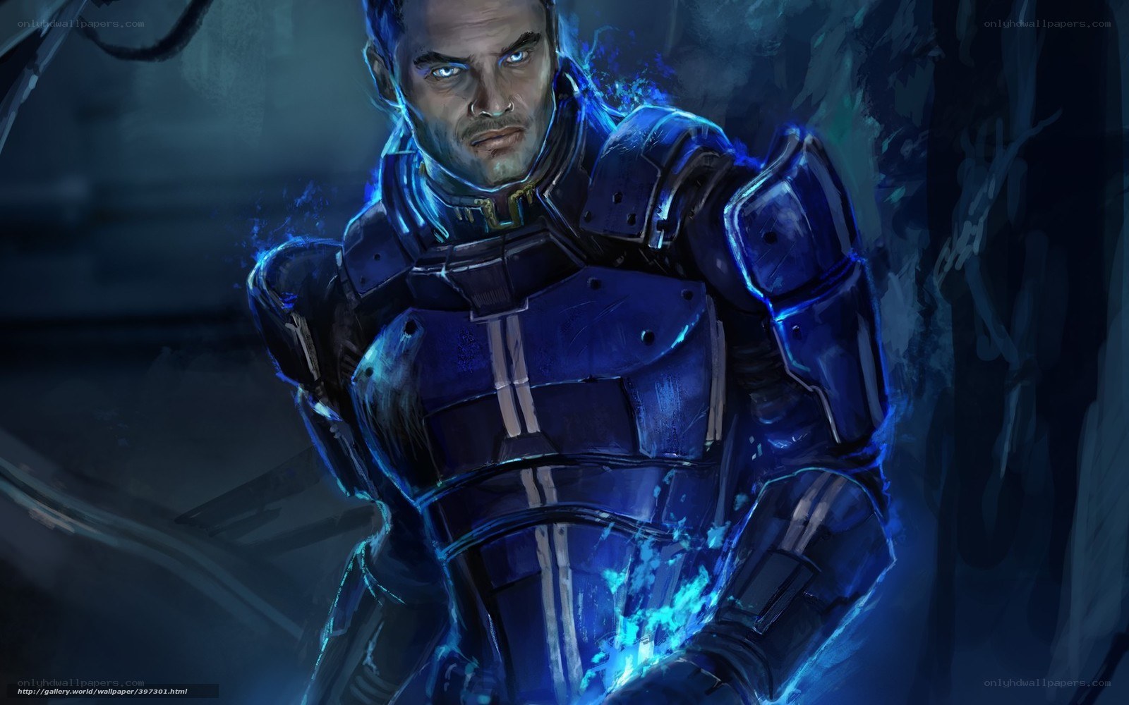 soldier in blue armor