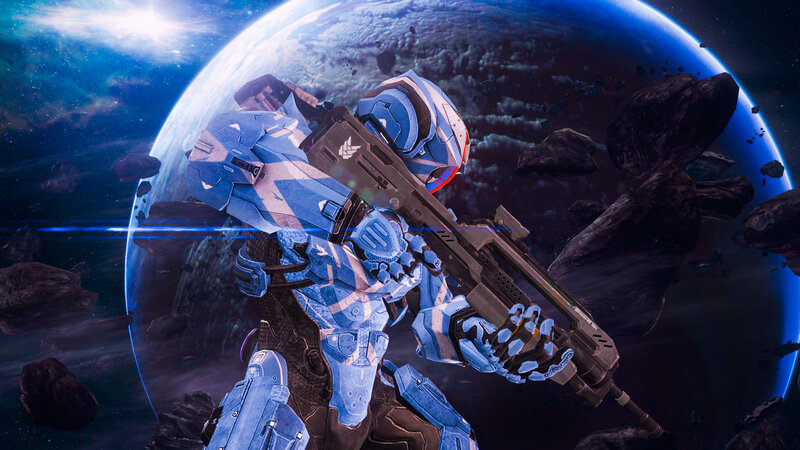 Soldier in Blue Armor — Dramatic, Digital Art