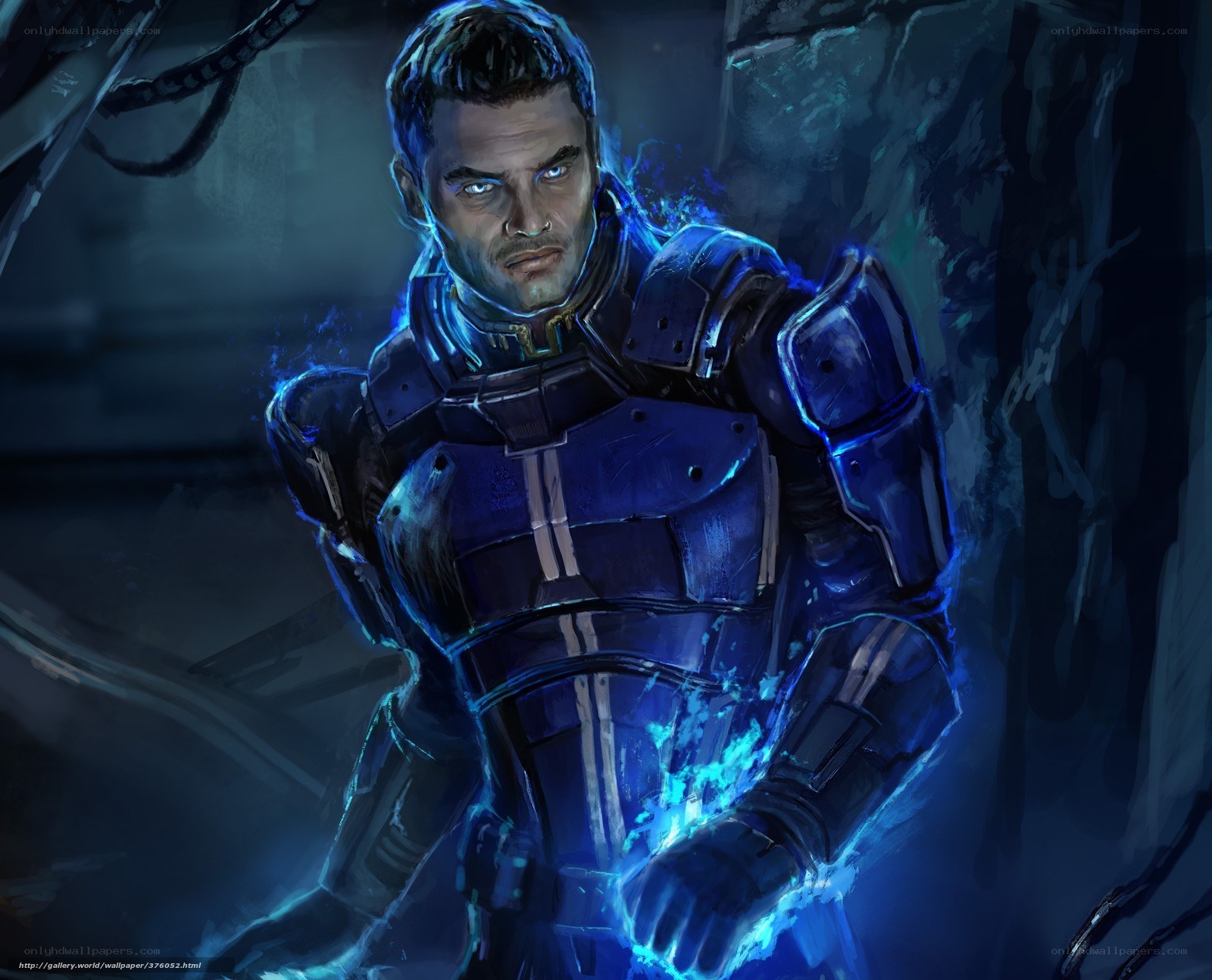 soldier in blue armor