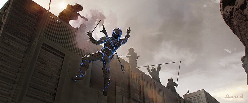 Soldier in Blue Lightning