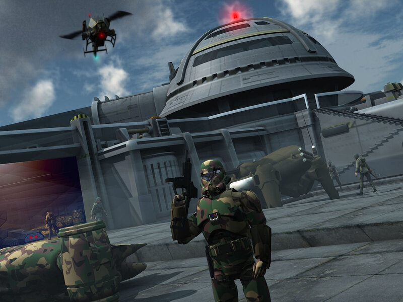 Soldier in Camouflage Armor