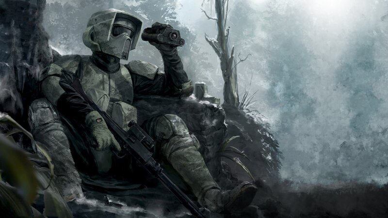 Soldier in Camouflage Gear — Gray, Dramatic, Digital Art