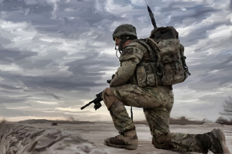 Soldier in Camouflage — Gray