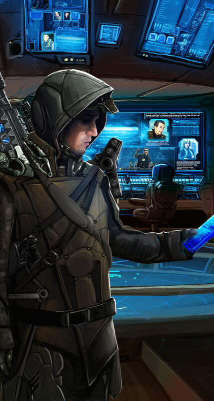 Soldier in Cockpit — Blue, Dramatic