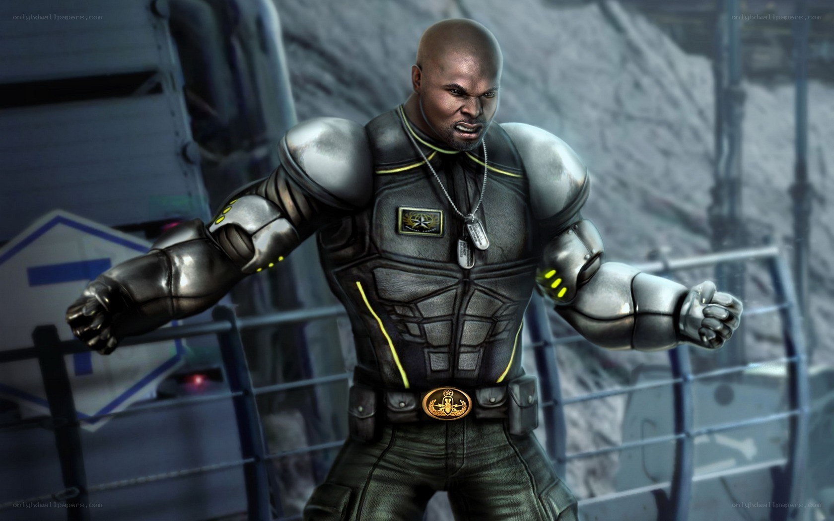 soldier in combat armor