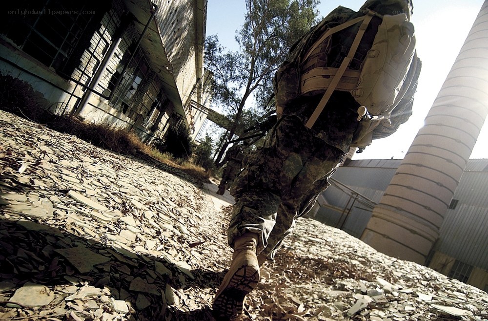 Soldier in combat gear