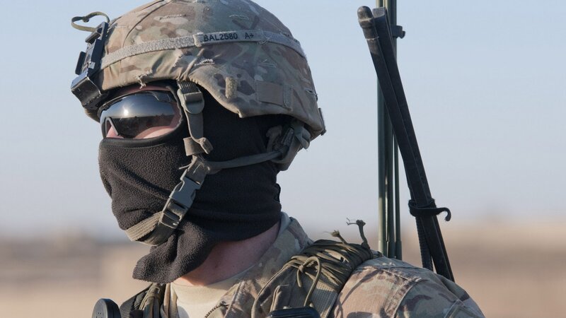 Soldier in Combat Gear — Camouflage, Serious, Afternoon, Photograph