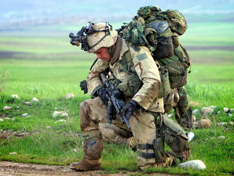 Soldier in Combat Gear — Green, Tense