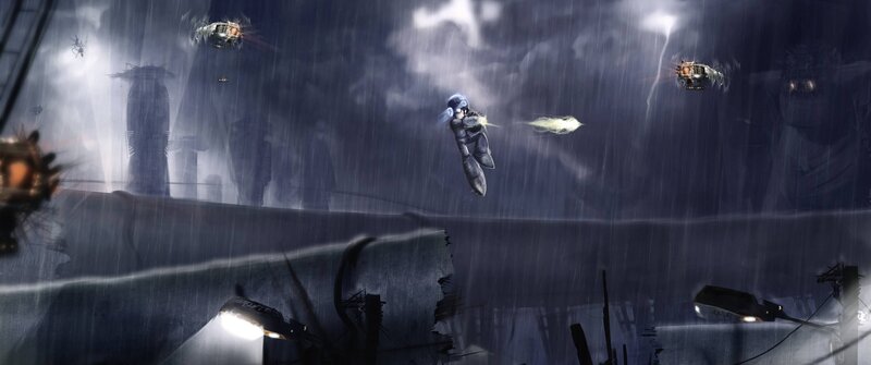 Soldier in Combat Suit — Gray, Dramatic, Night