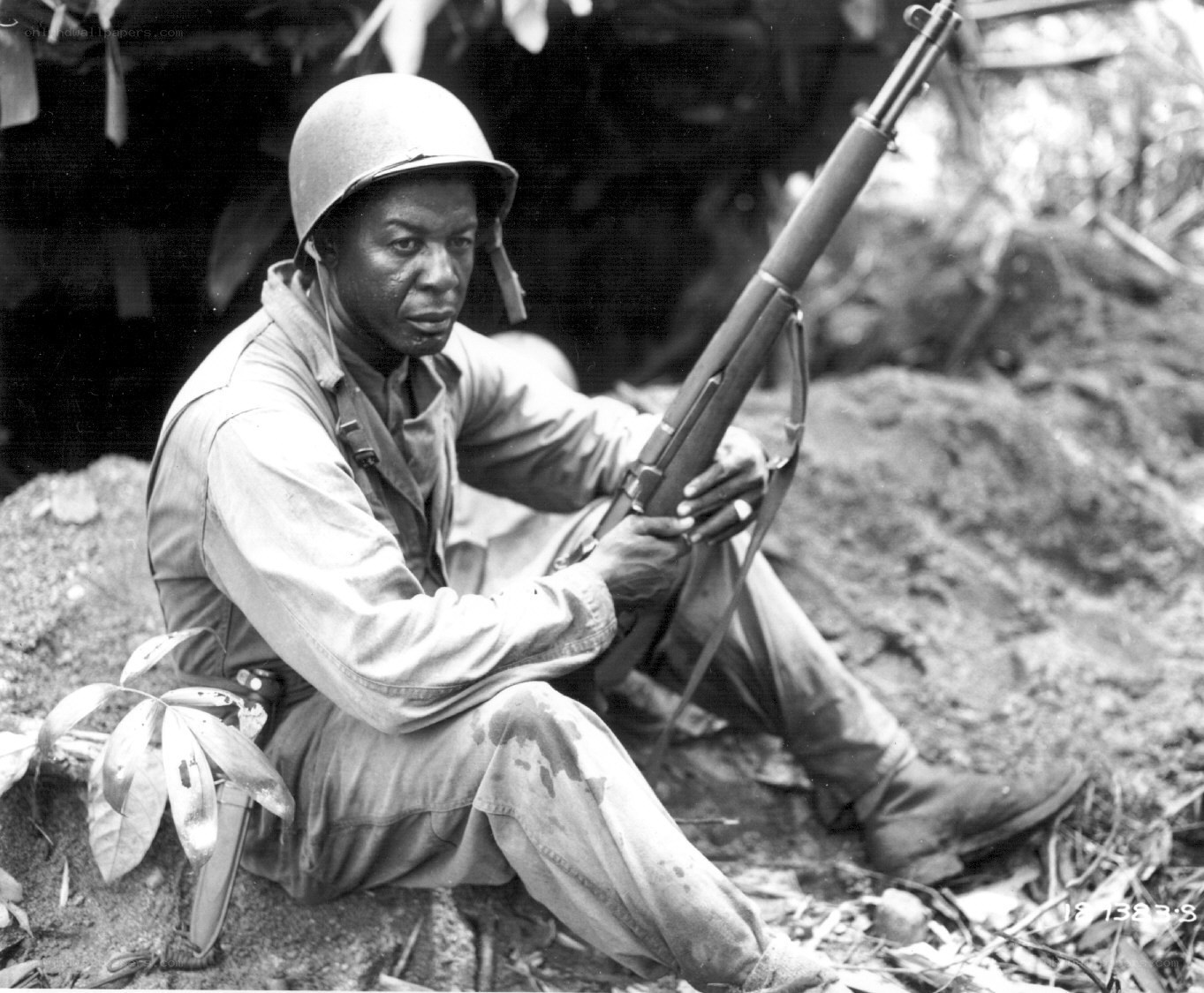 Soldier in combat trench
