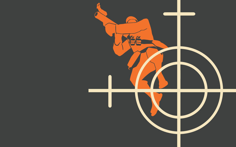 soldier in crosshair target