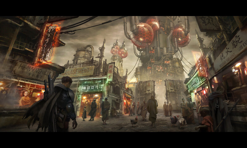 Soldier in Cyberpunk City