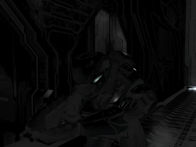 soldier in dark corridor