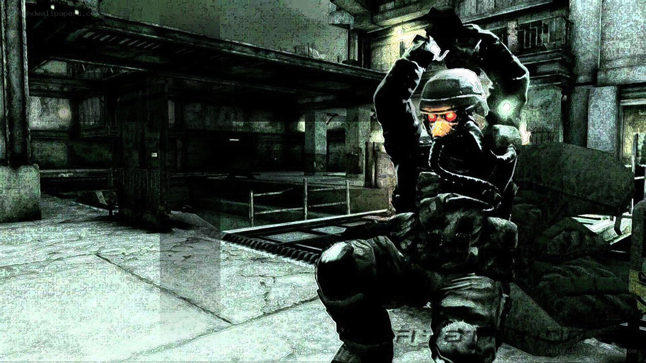 soldier in dark industrial setting