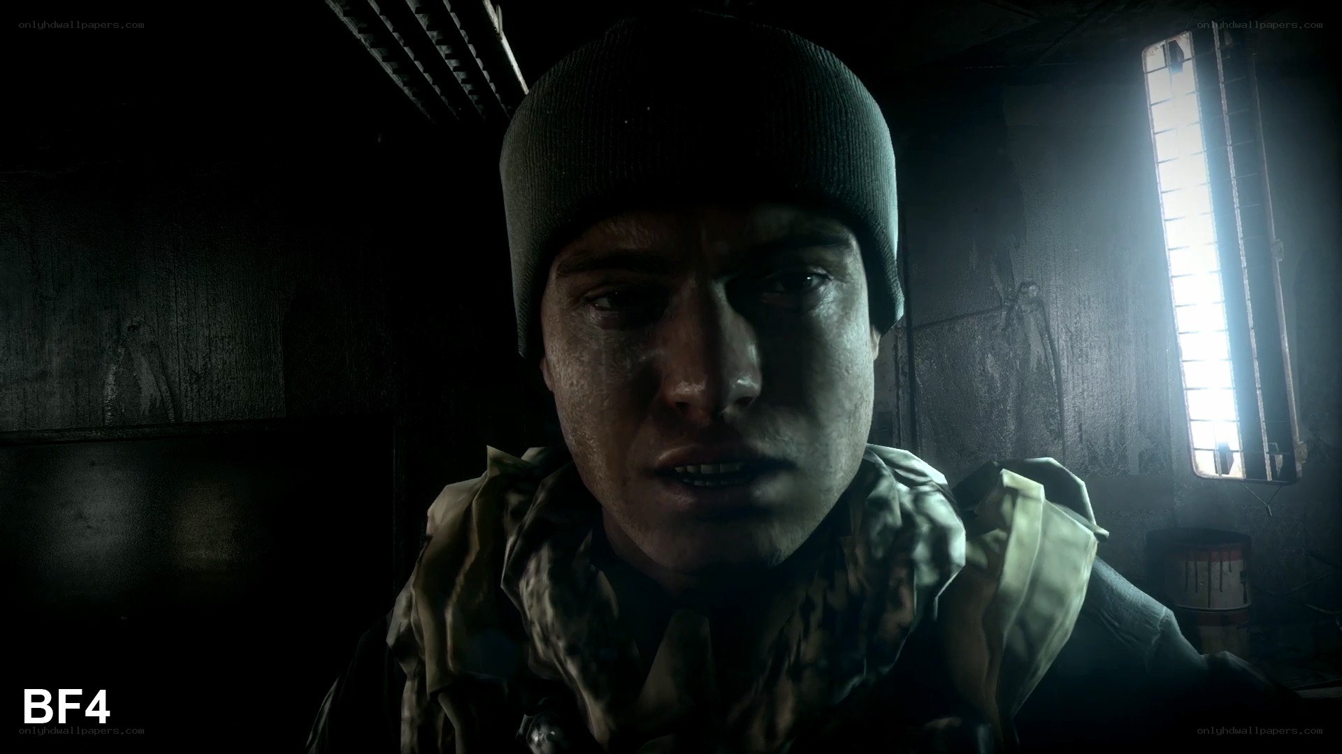 soldier in dark room