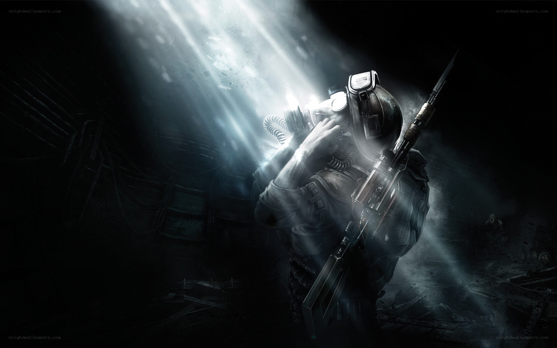 soldier in dark tunnel