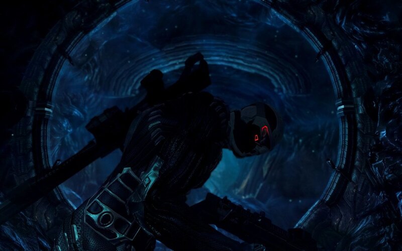 Soldier in Dark Tunnel — Blue