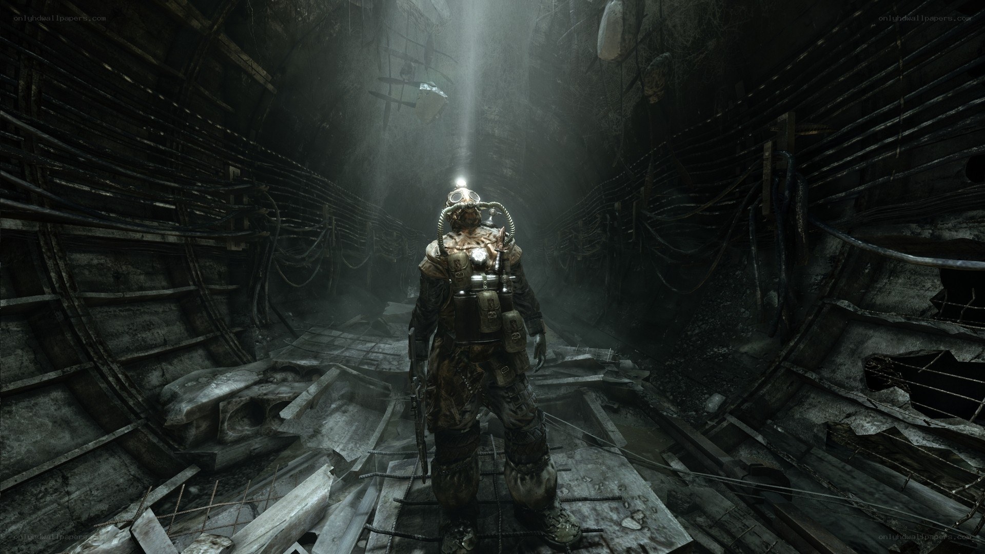 soldier in dark tunnel