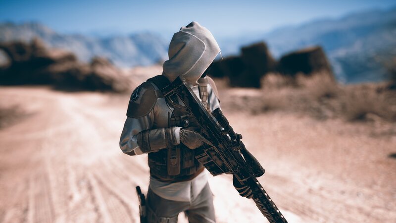 Soldier in Desert — Brown, Desolate, Afternoon