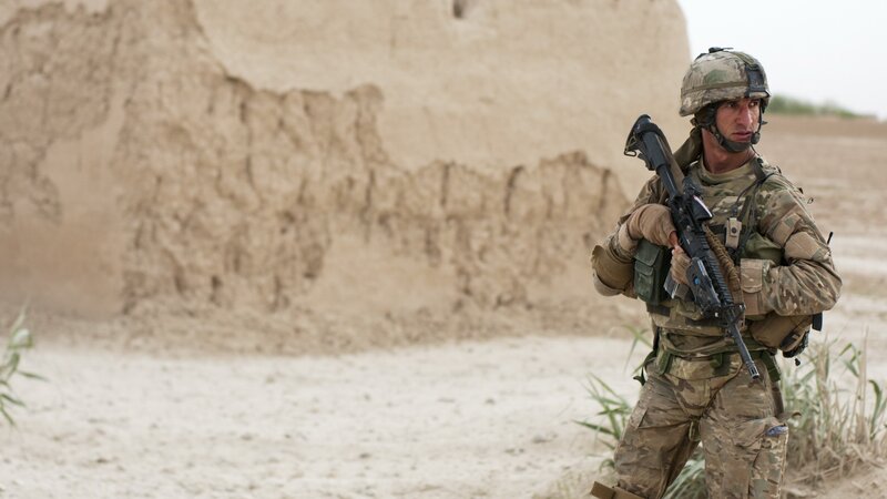 Soldier in Desert — Brown, Tense, Afternoon, Photograph, Rifle