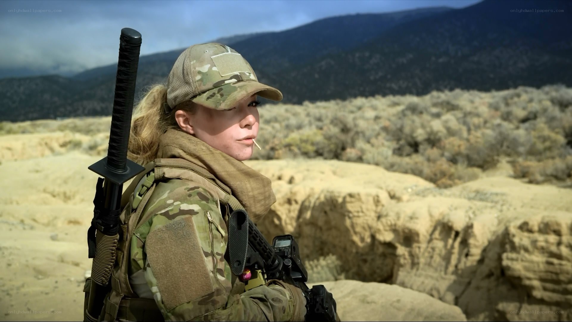 soldier in desert landscape