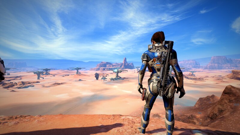 Soldier in Desert Landscape — Blue
