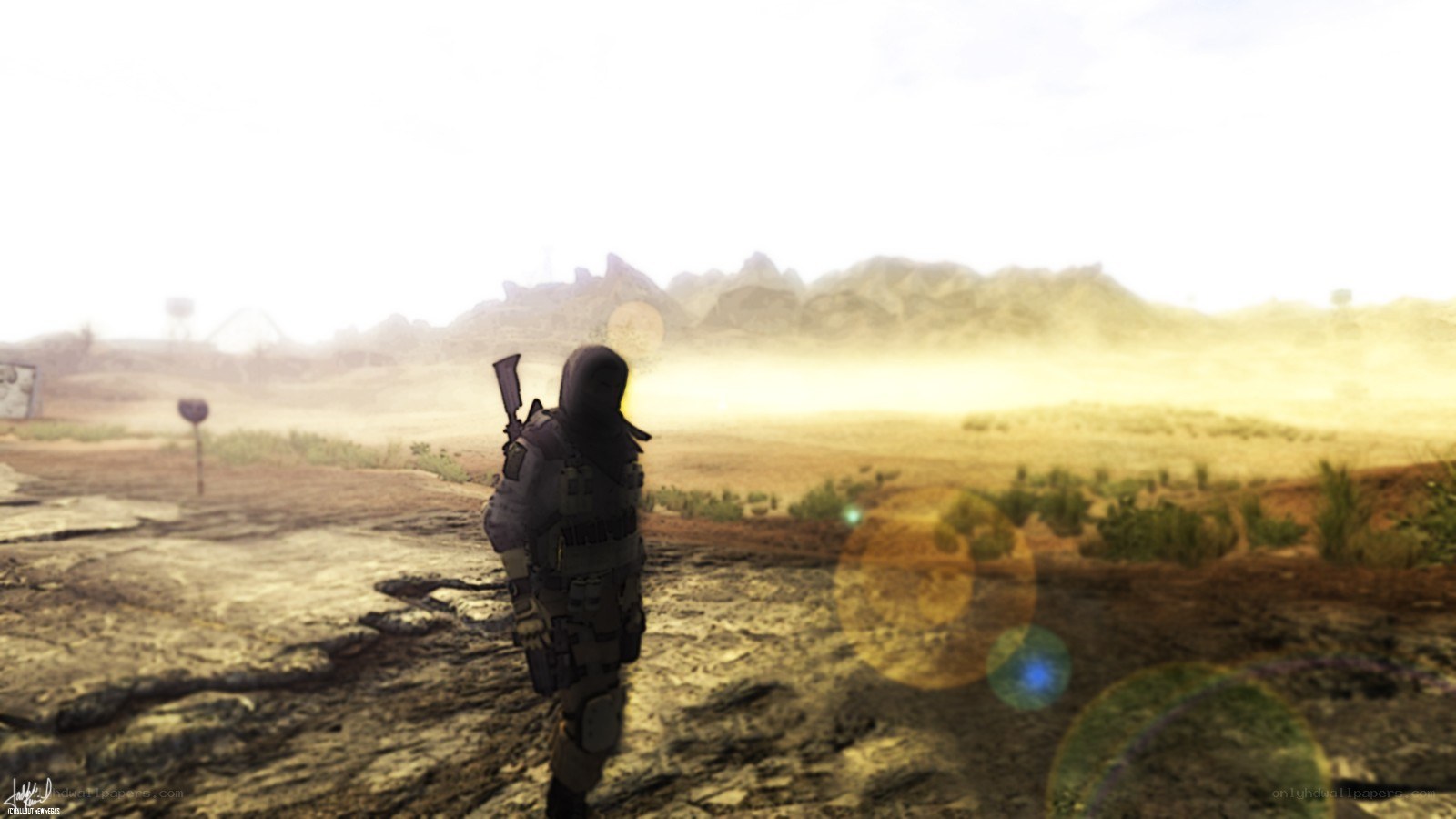 soldier in desert landscape