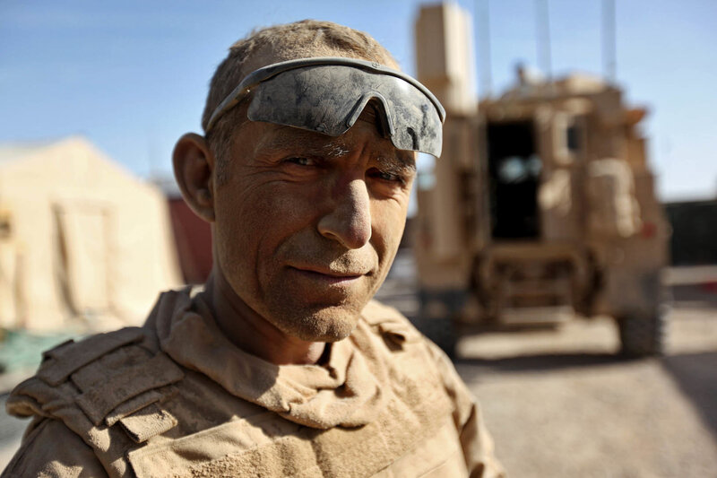 Soldier in desert military base