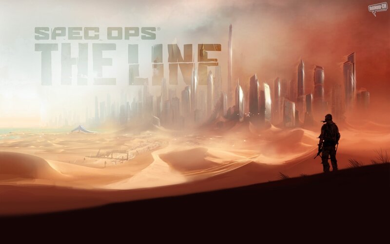 Soldier in Desert — Orange, Dramatic, Sunset, Digital Art, City Skyline