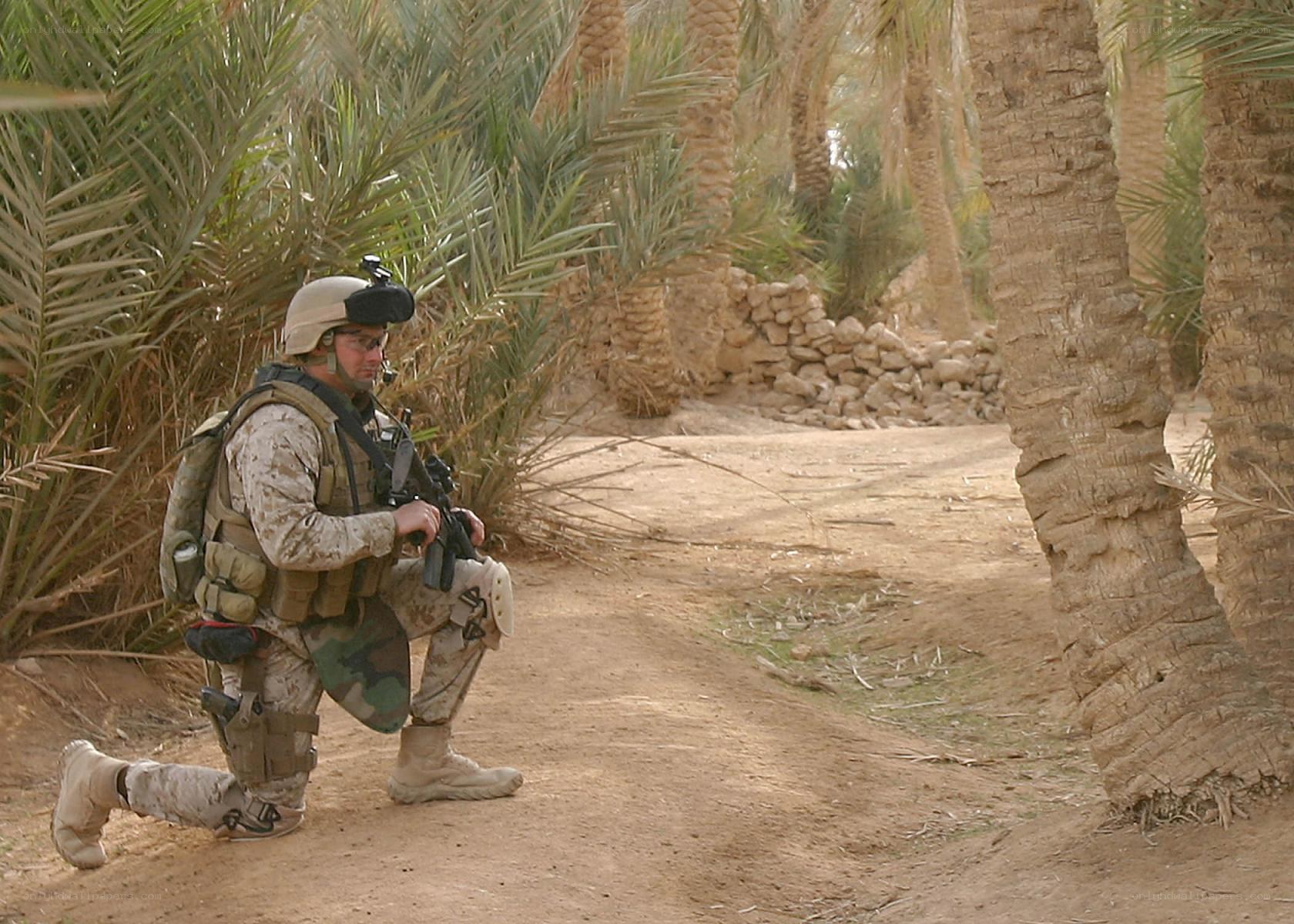 Soldier in desert patrol